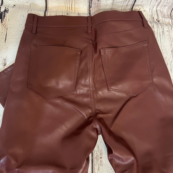 Loft Petite bikercore edgy faux leather crop jeans size 28P burgundy wine casual - Picture 2 of 10